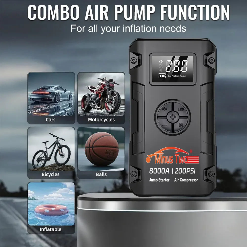 ZYLO PowerBoost — 8000A Car Jump Starter & 200 PSI Air Compressor