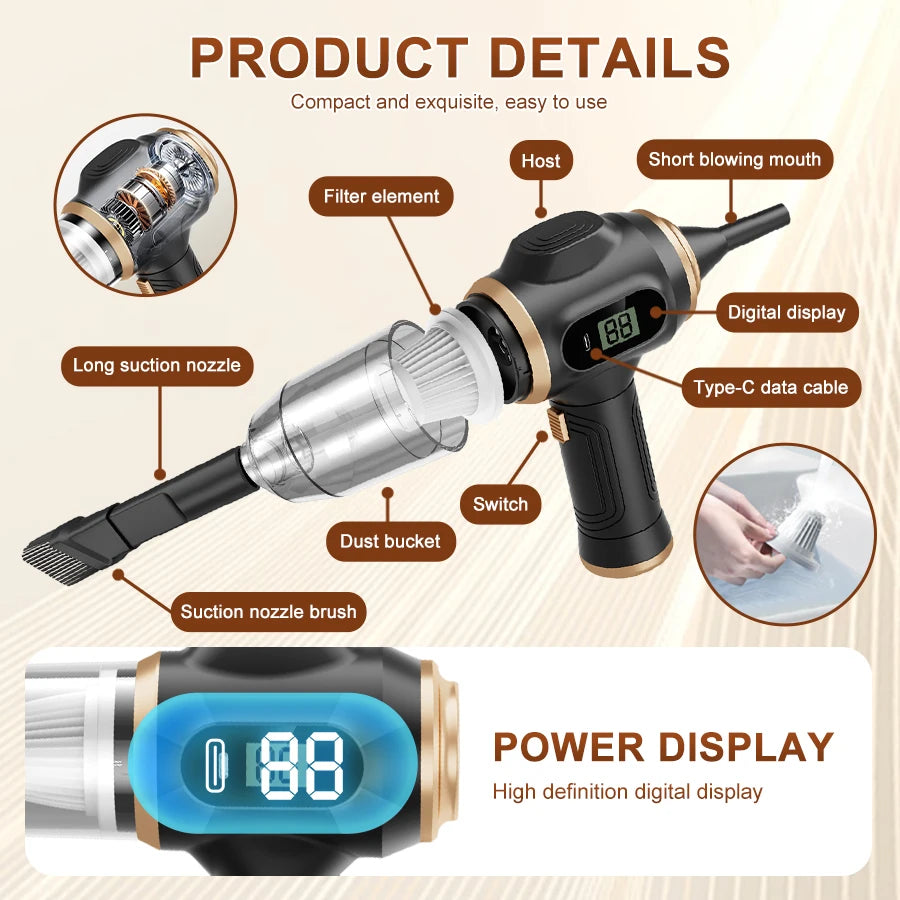 ZYLO PowerVac — Cordless Handheld Vacuum Cleaner with Digital Display
