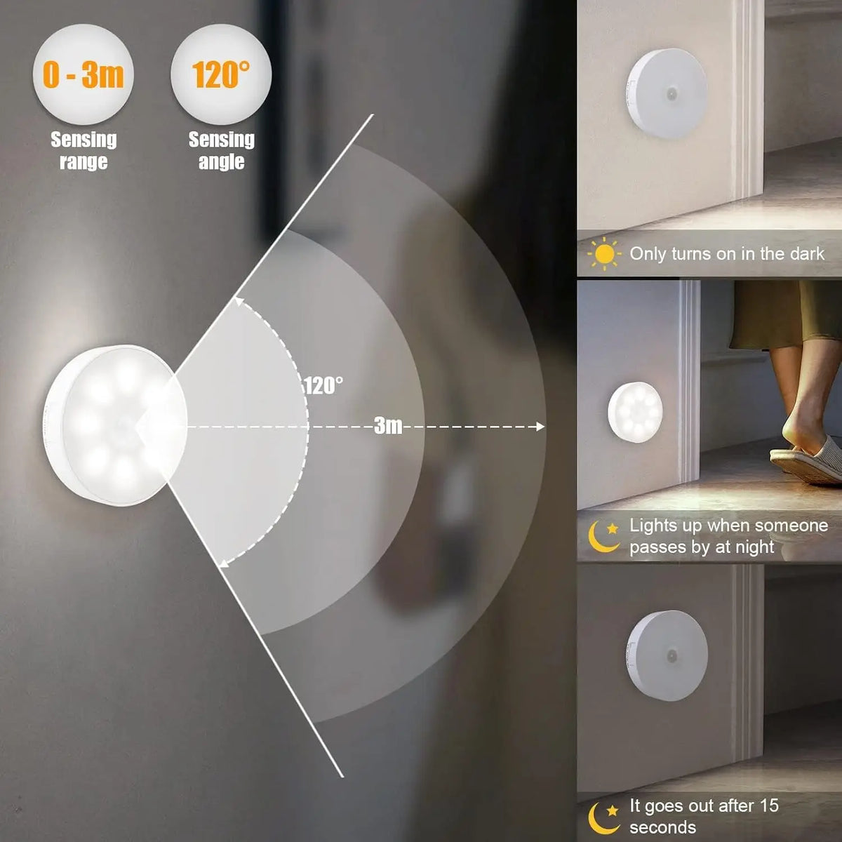 ZYLO GlowSense — Rechargeable Motion Sensor LED Lights (6-Pack)