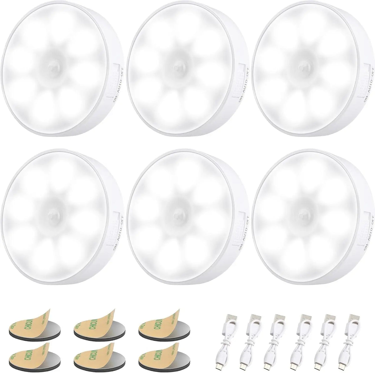 ZYLO GlowSense — Rechargeable Motion Sensor LED Lights (6-Pack)
