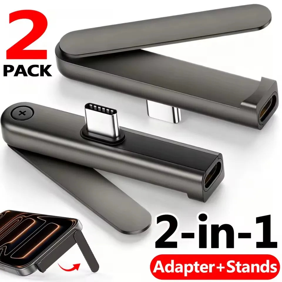 ZYLO FlexConnect Pro — 2-in-1 USB-C Adapter & Foldable Phone Stand (2-Pack)